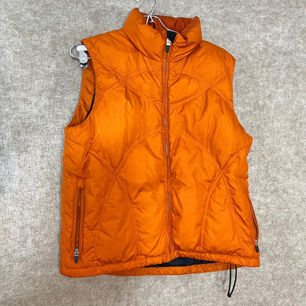 Obermeyer Puffer Vest Women 8 Orange Goose Down Insulated Quilted Gorpcore